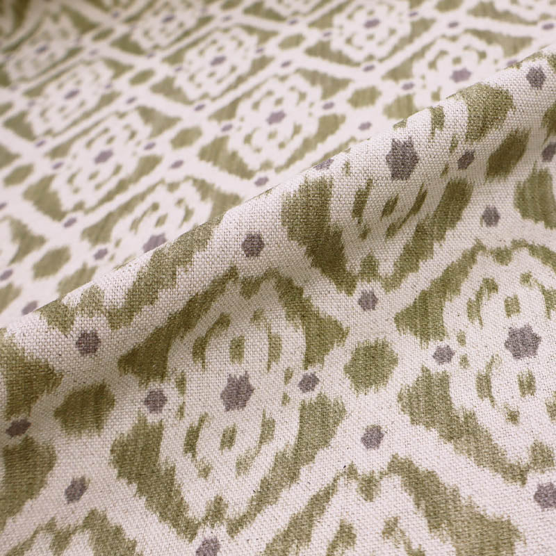 Home Furnishing Ikat Linen Mix Geometric - Stevie in Olive