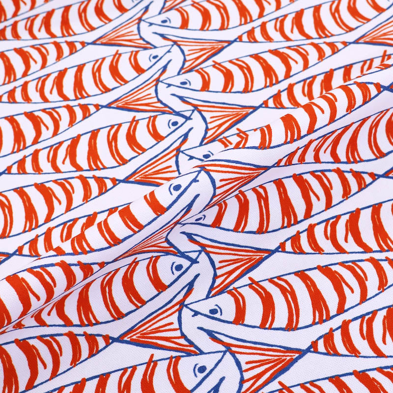 Home Furnishing White Cotton Panama - Happy Plaice - Orange