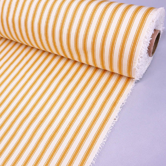Indian Cotton Ticking Stripe Fabric - Yellow