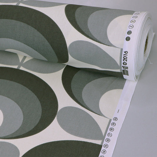 Orla Kiely Furnishing Fabric - Seventies Flower - Oval Cool Grey