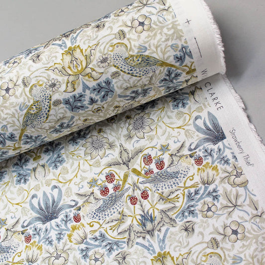 95CM REMNANT William Morris Soft Furnishing - Linen and Plum - Strawberry Thief