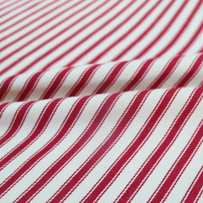 Indian Cotton Ticking Stripe Fabric -  Red